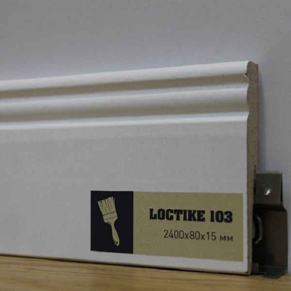 Плинтус Arbiton  окрашиваемый  Loctike 103, белый, 2400х80х15 мм